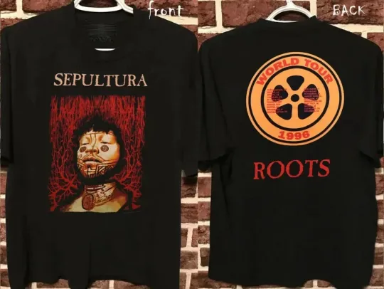 1996 Sepultura Roots World Tour Black 2 Sided t-Shirt
