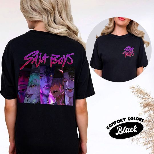 Discover Saja Boys Kpop Demon Hunters 2 Sided Shirt, Kpop Boy Band Shirt, Anime Manga Style Tee