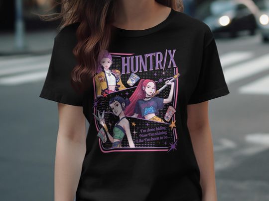 Discover Kpop Demon Hunters T-Shirt, Anime Inspired Graphic Tee, Huntr X Illustration