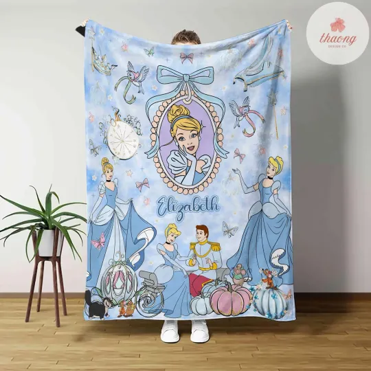 Discover Personalized Disney Cinde Princess blanket, Watercolor Princess Blanket,