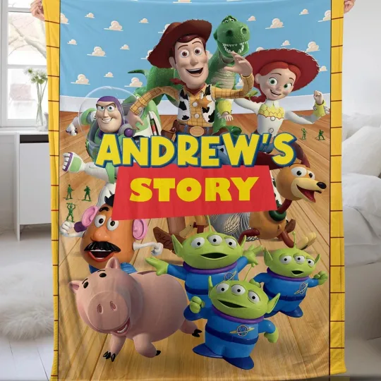 Discover Personalized Disney Toy Story Blanket, Custom Name Disney Blanket, Woody Buzz Li