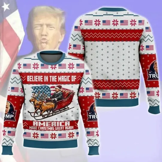 BG Trump Christmas Ugly Sweater, Humorous Trump Christmas Sweater, President Tru