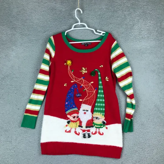 United States Sweater Hoiday Womens Elf Ugly Christmas Knit Sweater Size XL