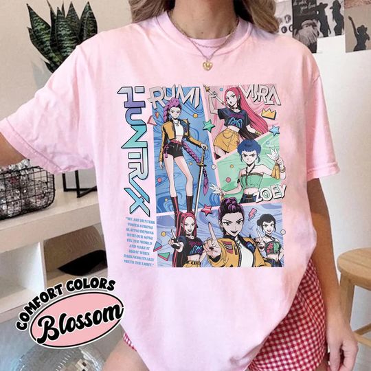 Discover Huntrix Comfort Colors T-Shirt, Kpop Demon Hunter Graphic Tee, Anime x Kpop Shirt, Unisex Aesthetic Shirt, Kpop Fan Art Comfort Colors Shirt