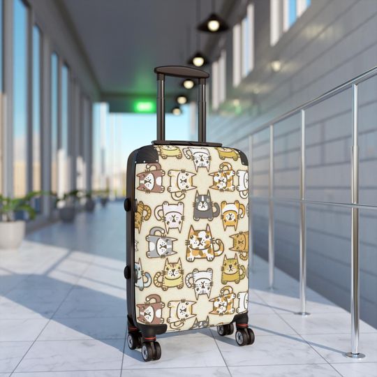 Discover Cute Cat Suitcase, Pet Lover Luggage, Travel Bag with Cat Pattern