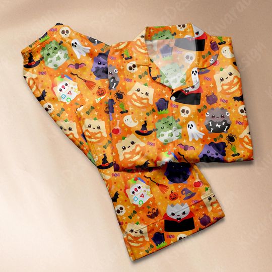 Halloween Togepi Pajamas Set, Spooky Season Shirt, Pumpkins Shirt - Video Game Fan Apparel