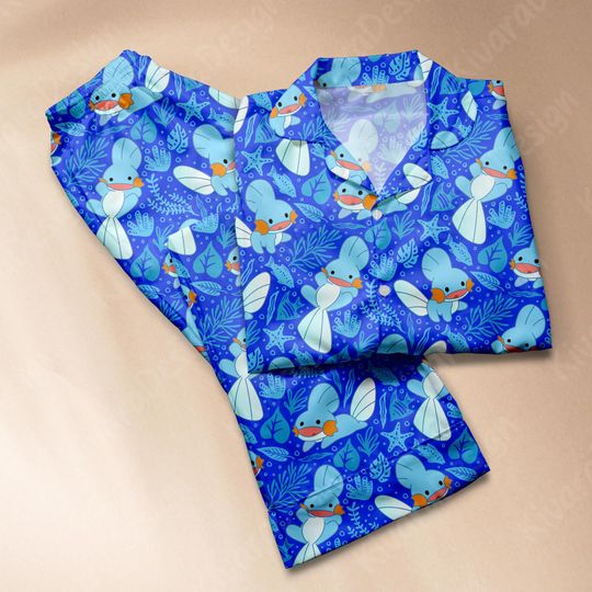 Mudkip Pajama Set Anime Inspired Sleepwear Cosplay  Kawaii Loungewear Gift for Anime Fans