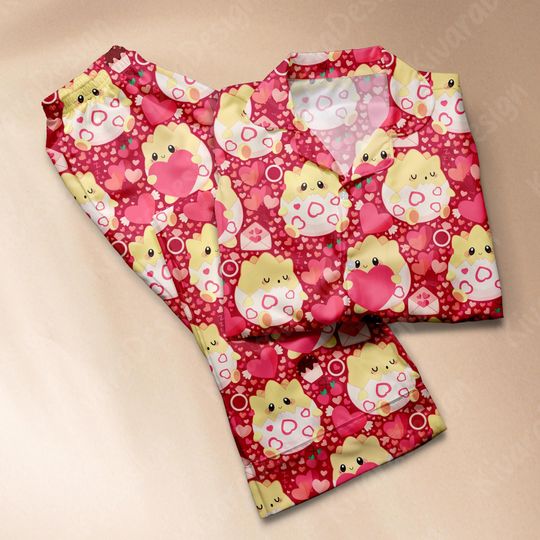 Togepi Pajamas Set, Anime Love Season Shirt, Egg Shirt, Video Game Fan Apparel