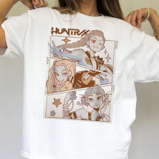 Discover Vintage Huntrix T-Shirt, Demon Hunters Shirt, Huntrix Girls T Shirt, Mira Rumi Joey Shirt, Demon Hunter Merch, Girls Gifts