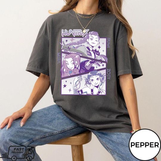 Kpop Demon Hunters Comfort Colors T-Shirt Gift for Woman, Jinu Manga, Kpop Huntrix PIN