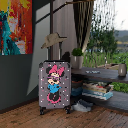 Discover Kids Minnie Mouse Suitcase Disney Travel Luggage Polka Dot Rolling Bag