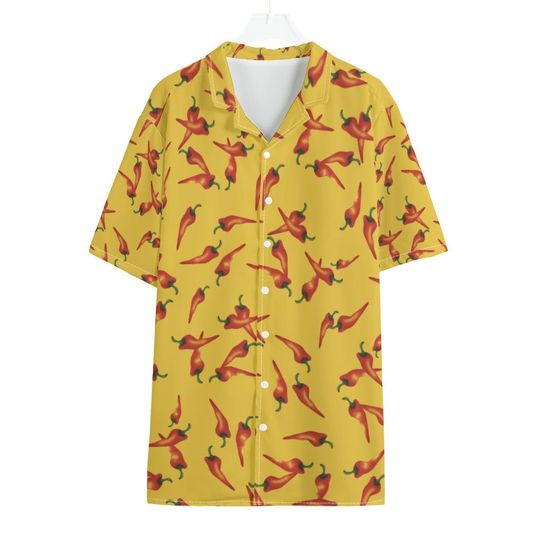 Discover Gonzo Button Up Shirt, Yellow & Red Chili Pepper Hawaii Pattern, The Puppet Show Inspired Cosplay, Hawaiian Costume, Aloha Beach Outfits