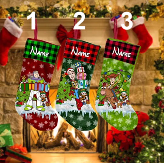 Personalized Toy Story Christmas 2025 Stocking, Woody Buzz Lightyear Stockings With Name,  Disney Pixar Stocking, Christmas Decor Gift