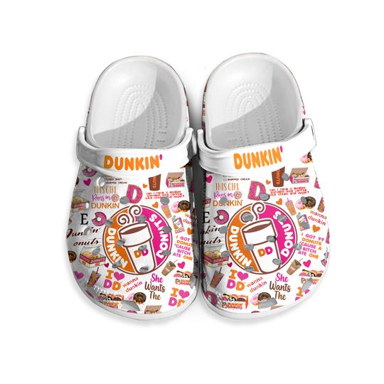Dunkin Donuts Clogs, Dunkin Donuts Clogs, Donuts And Coffee Clogs, Dunkin Donuts Clogs For Adult, Kid.