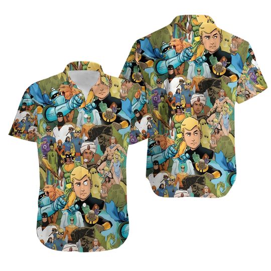 Future Quest Heroes Hawaiian Shirt Button Down Unisex Adults S-5XL