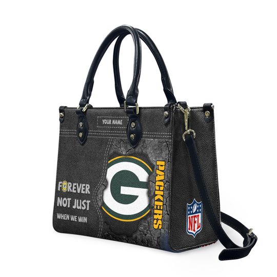 Personalized Green Bays Team Packers Forever Leather Bag, Custom Leather Bag