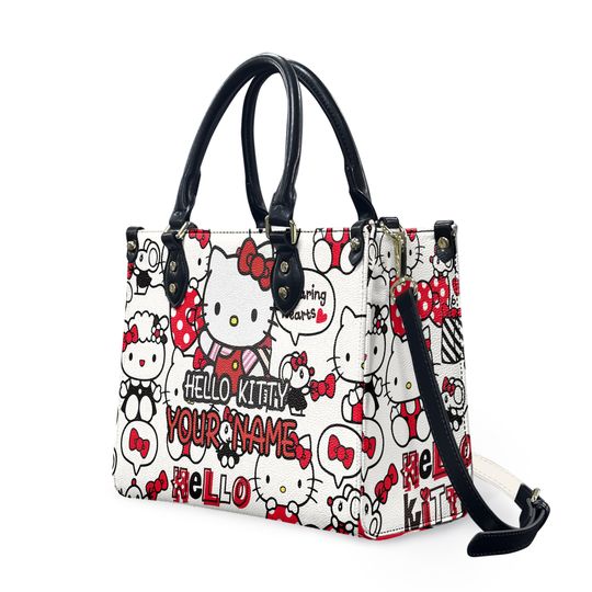 Personalized Hello Kitty Luxury Women PU Leather Handbag, Natural Material,