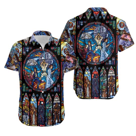 Star Wars Stained Glass Hawaiian Shirt, Jedi Aloha Shirt