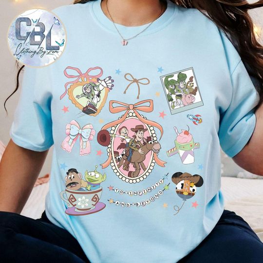 Vintage Coquette Bow Pixar Toy Story Shirt, Woody Buzz Lightyear T-shirt, Disneyland Family Holiday Vacation, WDW Magic Kingdom Trip