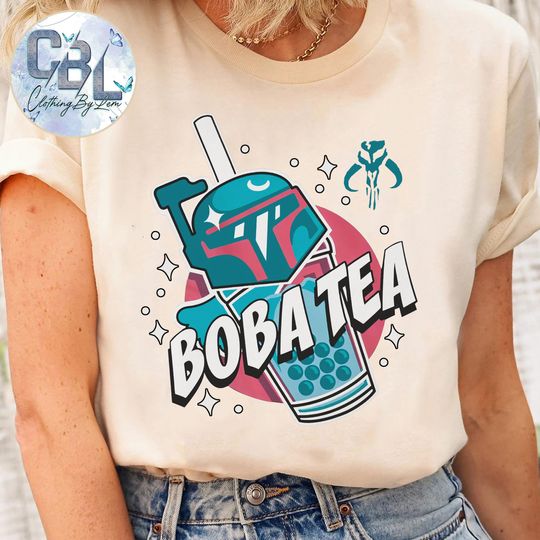 Discover Funny Boba Fett Bubble Tea Shirt, Vintage Star Wars Bounty Hunter Tshirt, May The Force Be With You, Star Wars Day 2025, Galaxy's Edge Trip