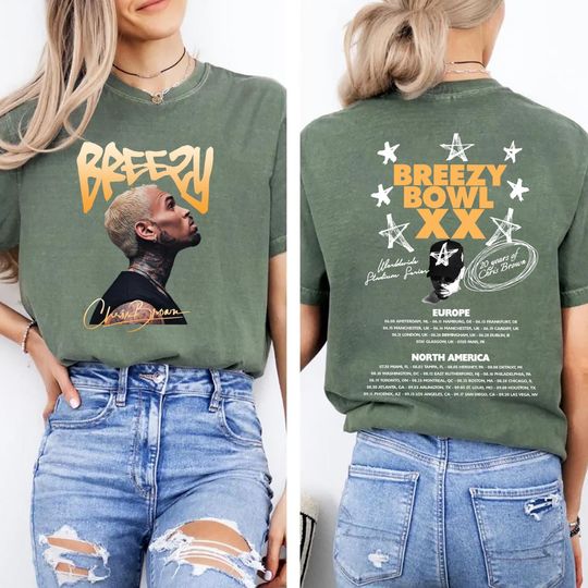 Discover Chris Brown Tour Breezy Bowl XX Tour 2 Sided Shirt, Comfort Colors Breezy Shirt