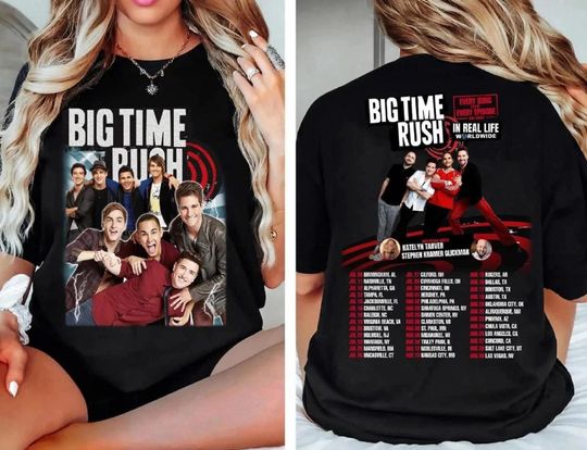 Discover Big Time Rush in Real Life Worldwide Tour 2025 2 sided Shirt