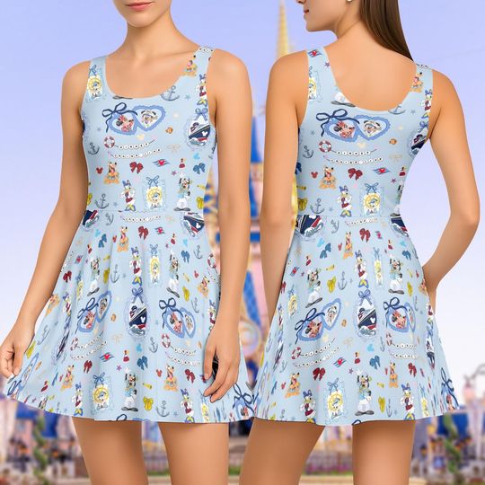 Discover Disney Cruise Coquette Skater Dress, Mickey Cruise Women Dress, Disneybound Dress, Halloween Party Dress For Her
