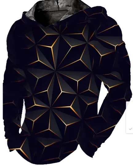 Men's 3D Graphic Hoodie T-Shirt, Lightweight Slim Fit Hoodie