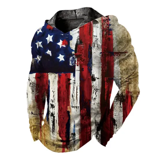 Discover Men's 3D Hoodie with American Flag Vintage Design