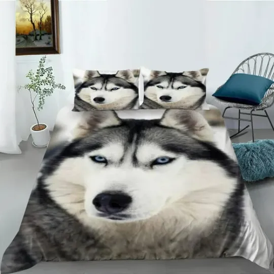 Discover Wolf Husky 3D Animal Bedding Set with Duvet Cover & Pillowcases