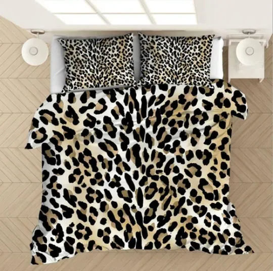 Discover 3D Leopard Print Bedding Set with Duvet Cover, Quilt Cover, and Pillowcases