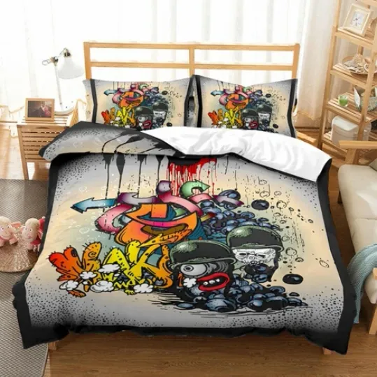 3D Hip-Hop Graffiti Bedding Set with Duvet Cover and Pillowcases