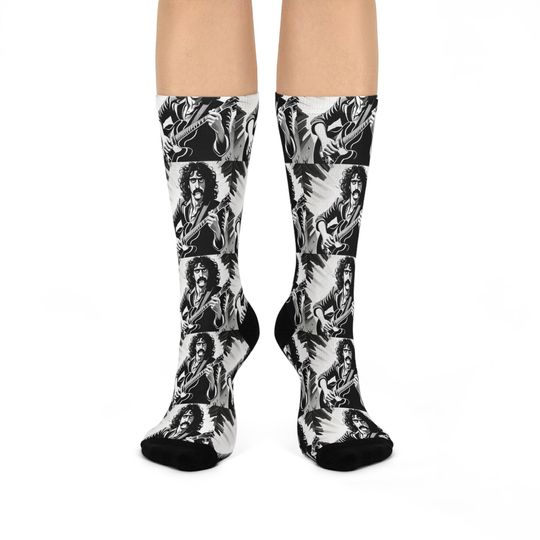Discover Frank Zappa-Inspired Stink-Foot Black & White Socks - Unique Musician Art for Rock Lovers