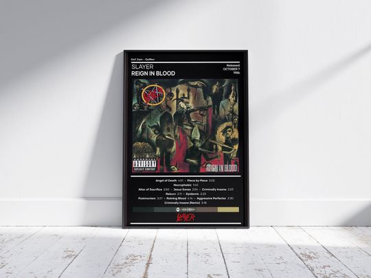 Discover Slayer Poster | Reign in Blood Poster | Metal Music Poster | Album Cover Poster | Music Poster Gift | Wall Decor | 4 Color | Print
