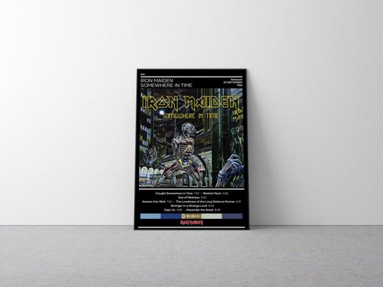 Iron Maiden Poster | Somewhere in Time Poster | Metal Music Poster