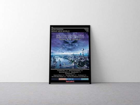 Discover Iron Maiden Poster | Brave New World Poster | Metal Music Poster | Album Cover Poster | Music Poster Gift | Wall Decor | 4 Color | RoomDecor