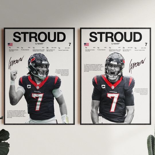 Discover CJ Stroud Football Poster, Texas Texans Wall Art, Athlete Decor, Premium Matte Vertical Poster