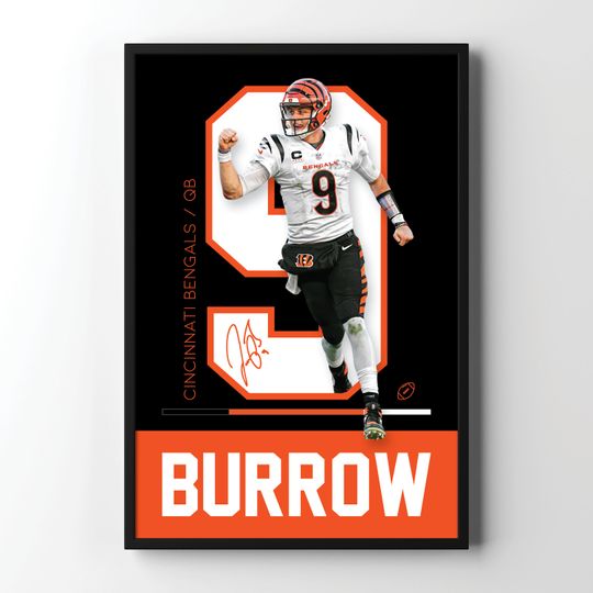 Joe Burrow Cincinnati Bengals Minimalist Football Poster