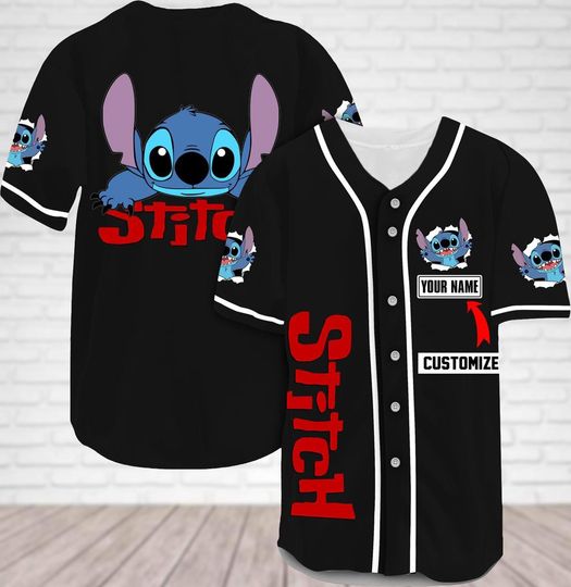 Personalized Stitch Baseball Jersey, Lilo And Stitch Baseball Shirt, Team Jersey Shirt, Disney Jersey For Kids, Stitch Movie Gifts