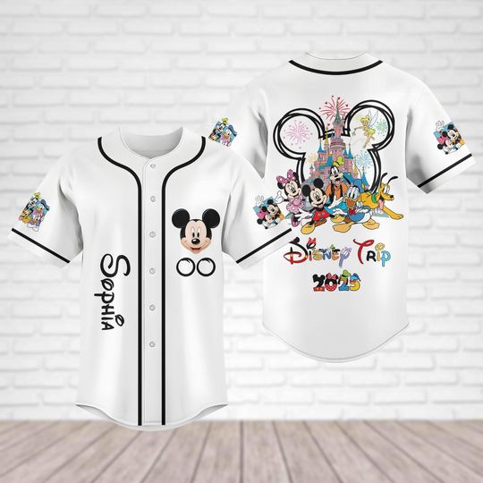 Discover Custom Disney Friends Baseball Jersey, Disney Trip 2025 Baseball Shirt, Mickey And Friends Team Jersey Shirt, Magic Kingdom Tee