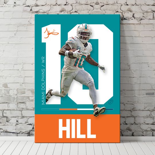 Tyreek Hill Miami Dolphins Football Wall Art Poster