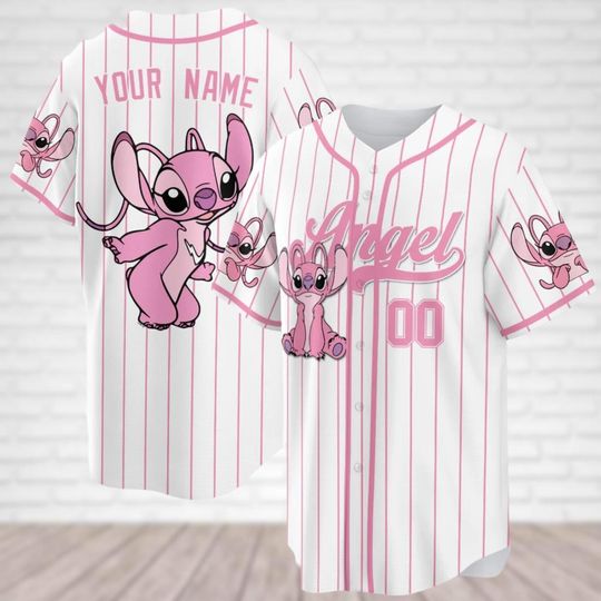 Custom Angel Baseball Jersey, Disney Angel Stitch Baseball Shirt, Ohana Means Family Shirt, Jersey Shirt For Women, Disney Team Gifts