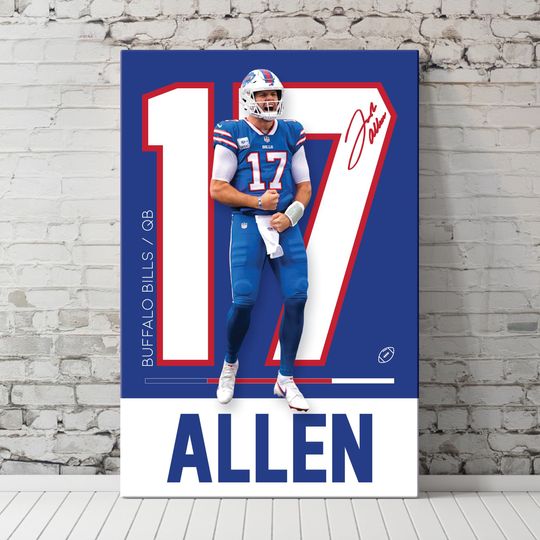 Josh Allen Buffalo Bills Vertical Poster - Minimalist Football Wall Art