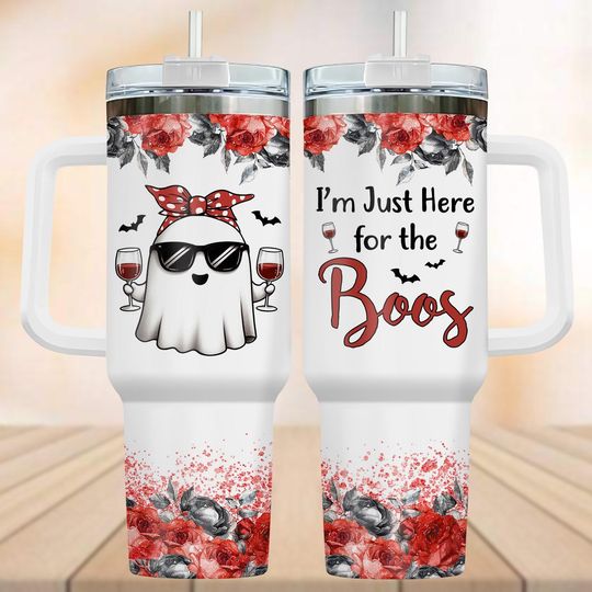 Discover Boo Halloween Tumbler 40oz, Cute Boo Tumbler, Halloween Party Tumbler With Handle, Spooky Season Cup, Halloween Gifts