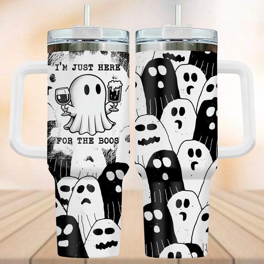 Im Just Here For The Boos Tumbler 40oz, Boos Halloween Party Tumbler, Spooky Season Tumbler, Funny Halloween Gifts