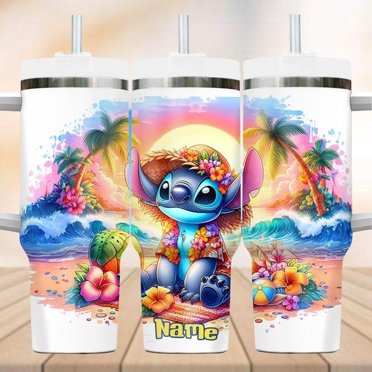 Discover Personalized Stitch Summer Tumbler 40oz, Disney Stitch Movie Tumbler, Aloha Vacation Tumbler