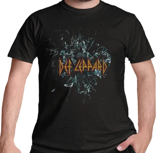 Def Leppard Official Shatter Logo T-Shirt Black Rock