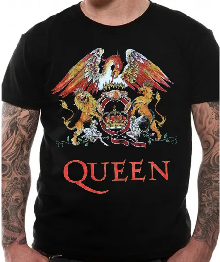 Discover Queen T-Shirt Official Classic Crest Freddie Mercury