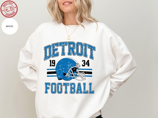 Discover Vintage Detroit Football Sweatshirt with Retro Sports Graphic, Lions Fans Gift