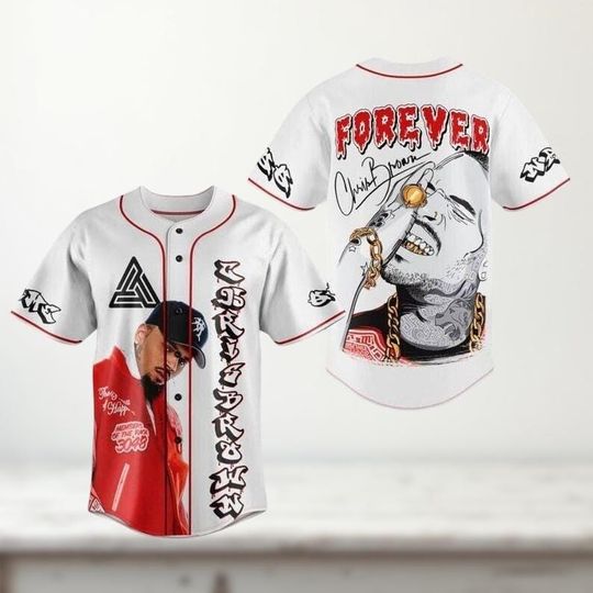 Discover Chris Brown Forever Jersey, Rapper Baseball Shirt, Signed Music Tour Merch, Chris Brown Tour 2025 Shirt, Gift For Tour 2025, Gift For F